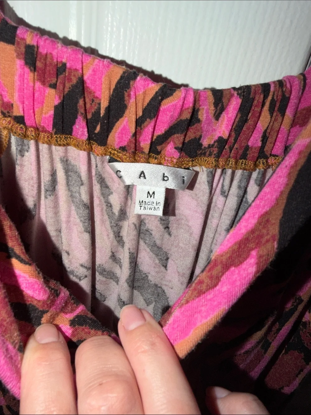 CAbi Pink and Brown Zebra-Print V-Neck Maxi Dress